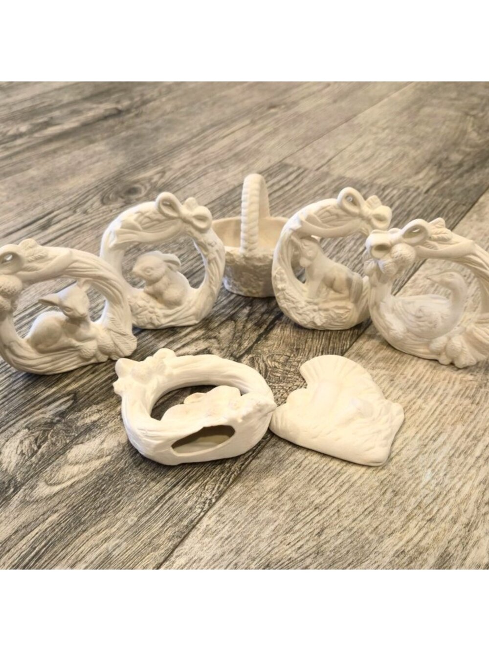 Vintage Unfinished Ceramic Bisque Ornaments Animal nature DIY Christmas Craft x7